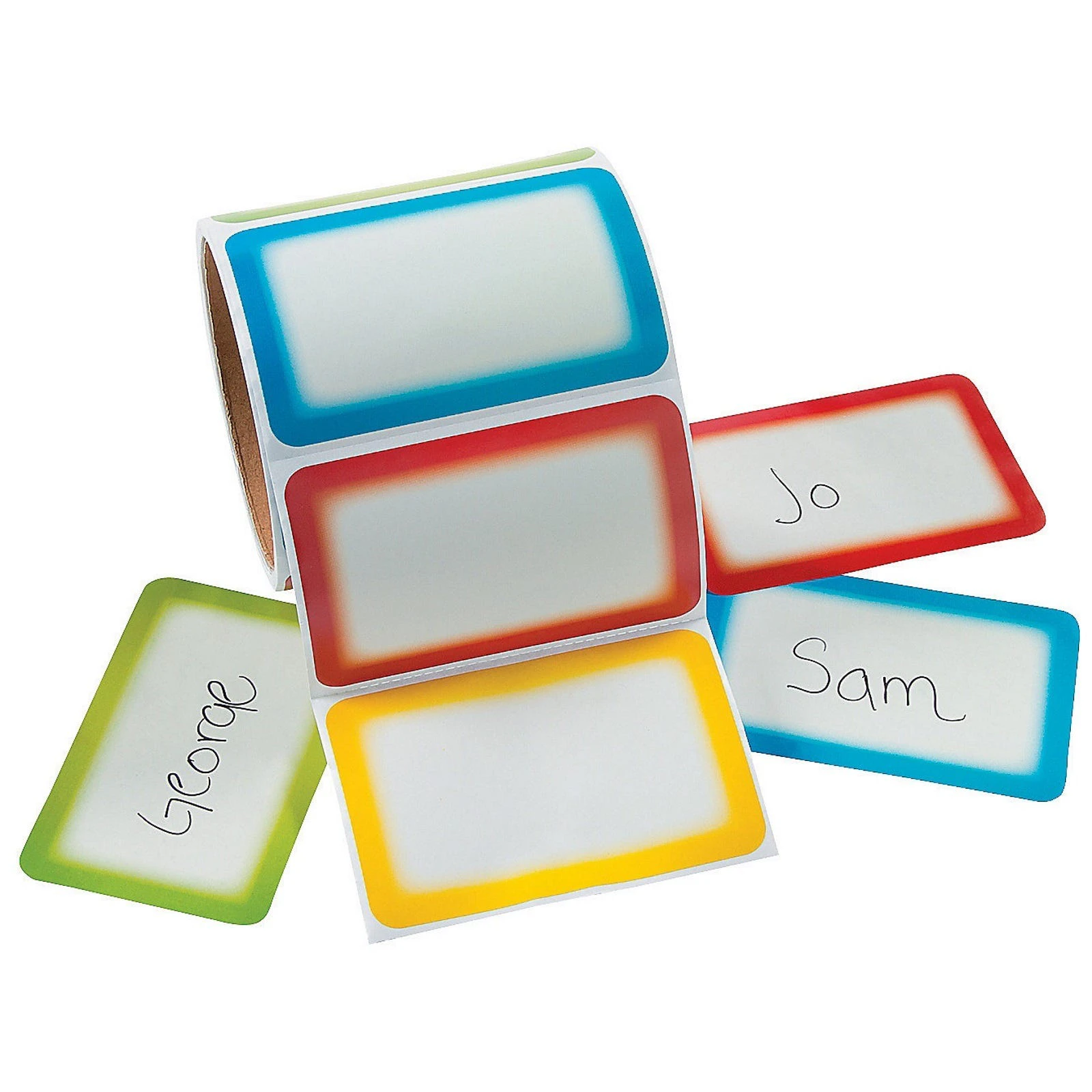 Colourful Self-Adhesive Name Tag Labels (Roll of 100)