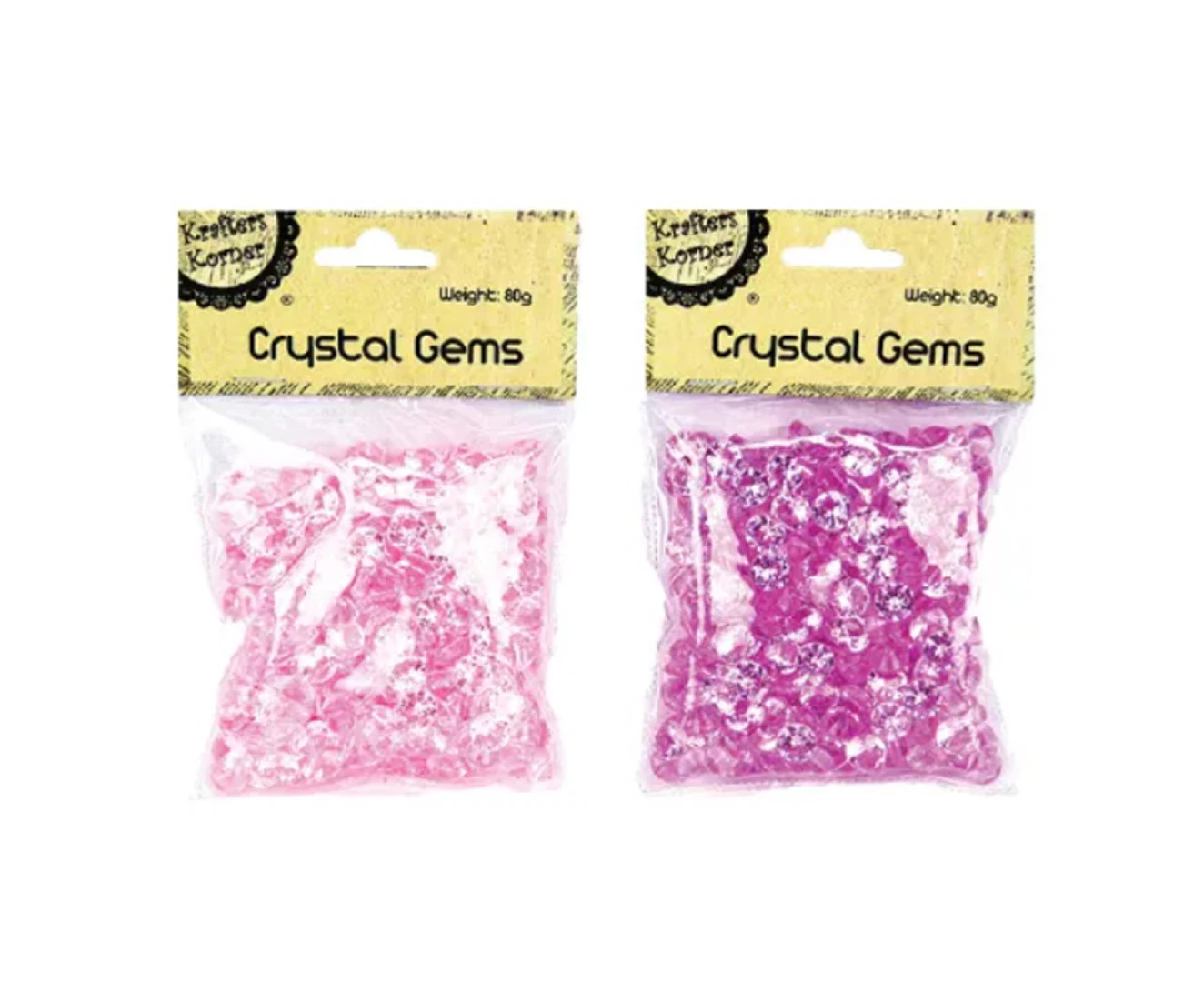 [2pk] Krafters Korner Crystal Gem, 80G, 1CM, Pink, Hot Pink, Shiny, Lightweight, Imitates The Characteristics Of Real Gems, Can Be Used As Decorations By G