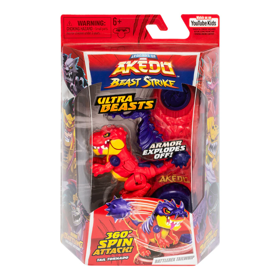 Akedo Series 6 Beast Strike Ultra Beasts Starter Pack Battlerex Tailwhip Action Figure