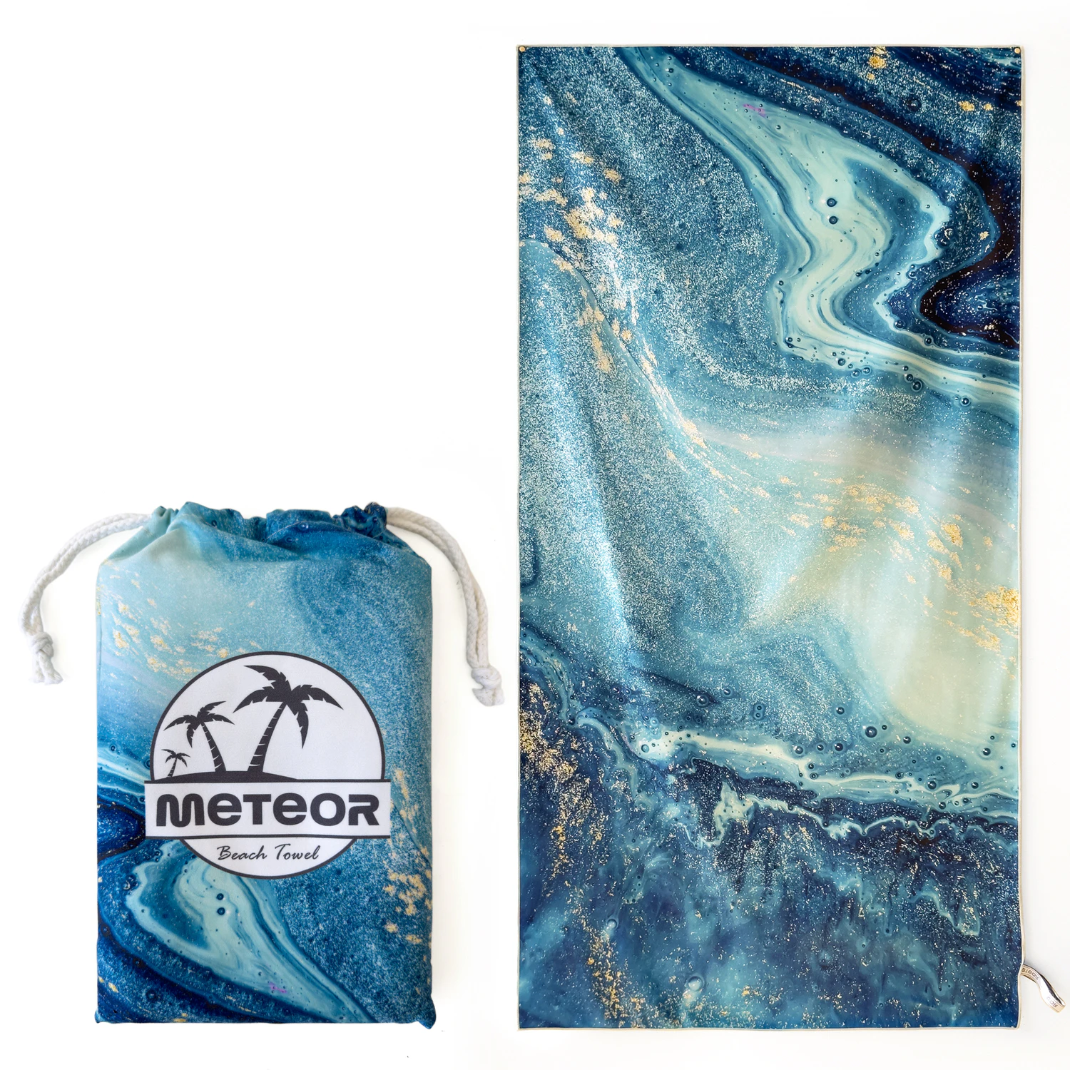 METEOR 180x90cm Extra Large Beach Towel with Carry Bag - Sand Free, Ultra Soft, Quick Dry, Fast Absorbent (Ocean)