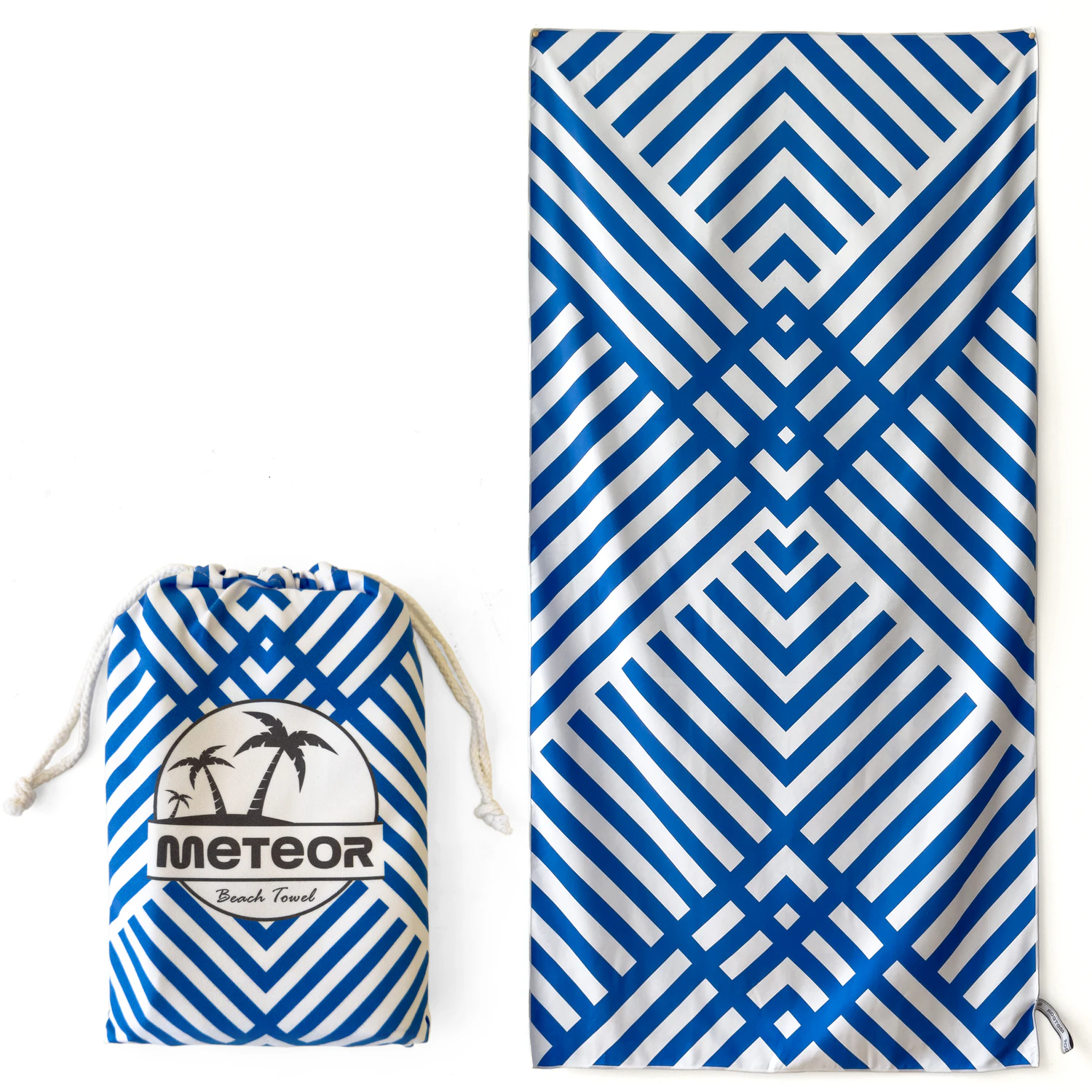 METEOR 180x90cm Extra Large Beach Towel with Carry Bag - Sand Free, Ultra Soft, Quick Dry, Fast Absorbent (Geometric)