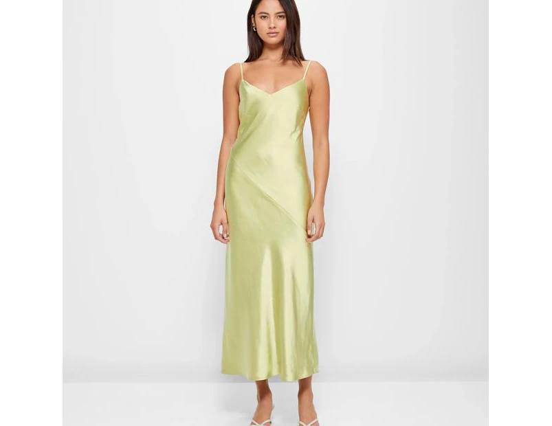 Bias Cut Satin Slip Midi Dress - Lily Loves - Green