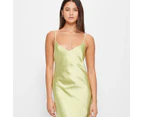 Bias Cut Satin Slip Midi Dress - Lily Loves - Green