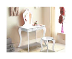 Kids Vanity Dressing Table Stool Set Mirror - White