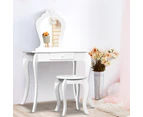 Kids Vanity Dressing Table Stool Set Mirror - White