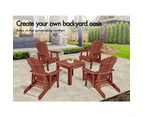 ALFORDSON Adirondack Chairs Table 3PCS Set Outdoor Furniture w/ Ottoman Beach Brown