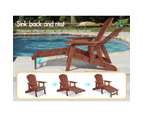 ALFORDSON Adirondack Chairs Table 3PCS Set Outdoor Furniture w/ Ottoman Beach Brown