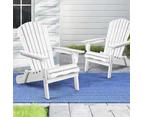 ALFORDSON 2x Outdoor Chairs Wooden Adirondack Patio Furniture Beach Garden White