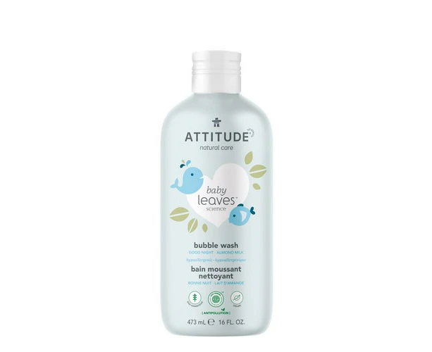 Attitude Baby Leaves Bubble Wash Night Almond Milk, 16 Oz