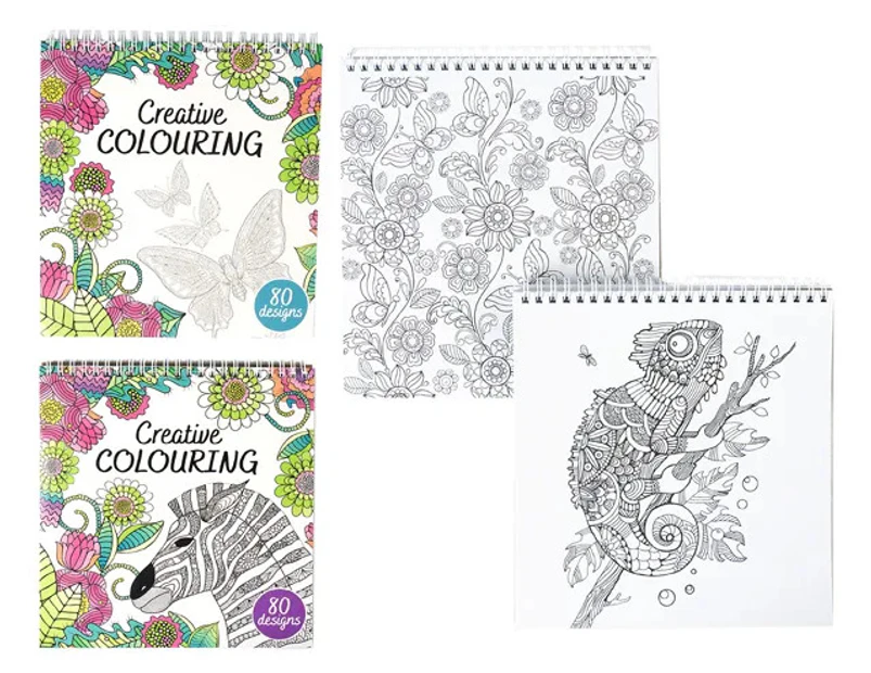 24 x ADULT CREATIVE COLOURING SPIRAL BOOK Stress Relief Mindfulness Activity Fun 2 Assorted Covers