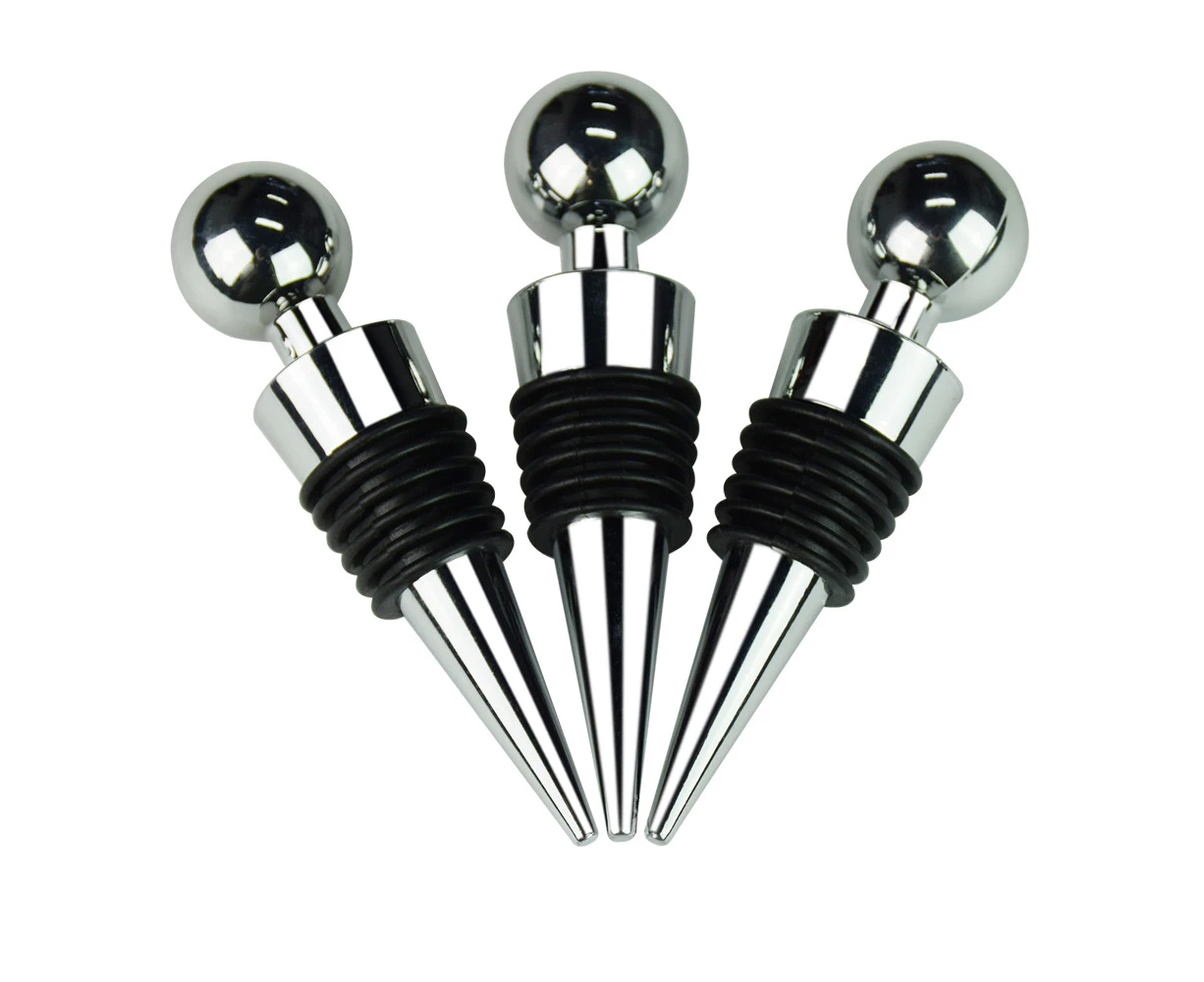 3Pcs Zinc Alloy Ball Design Wine Stopper Sets/Decorative Wine Stoppers for Wine, Champagne, Soda, Beer