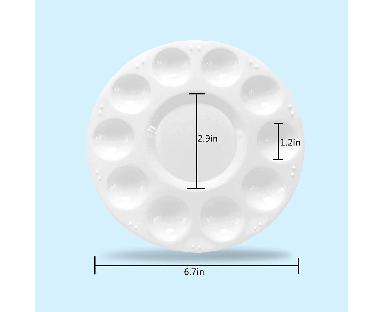 12Pcs Paint Tray Palettes,Plastic Round Pallet For Kids Or Pupils To Painting, Diy Craft At Home, Kindergarten Or School