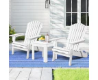 ALFORDSON Adirondack Chairs Table 3PCS Set Wooden Outdoor Furniture Beach White