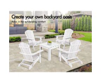 ALFORDSON Adirondack Chairs Table 3PCS Set Wooden Outdoor Furniture Beach White