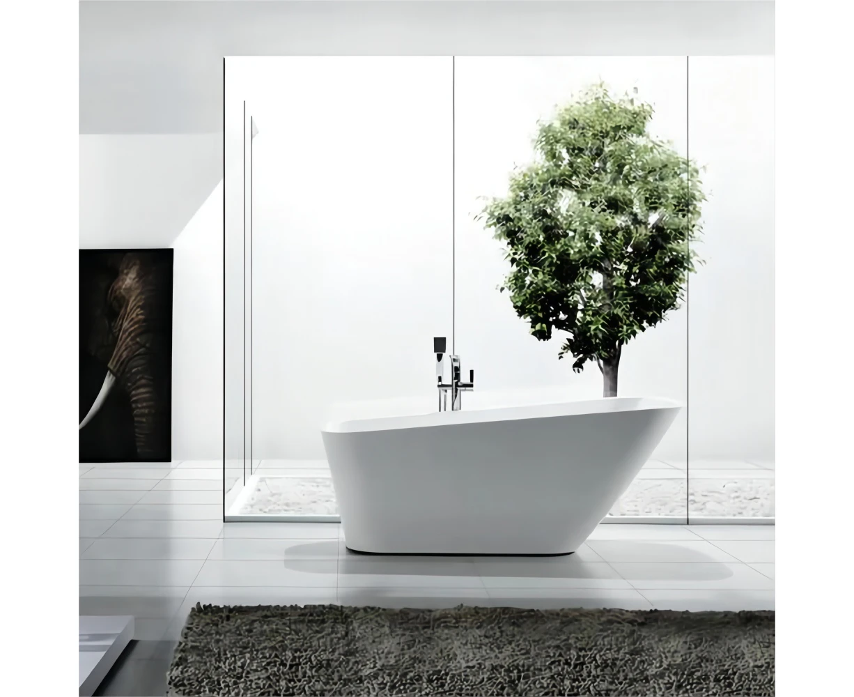 1700*800*660mm Angle Back Free Standing Pure Gloss White Acrylic Bath