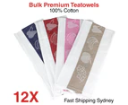 12x Tea Towels Bulk Hand Dish Cloth Teatowel 100% Cotton Kitchen Linen 55 x 80cm