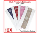 12x Tea Towels Bulk Hand Dish Cloth Teatowel 100% Cotton Kitchen Linen 55 x 80cm