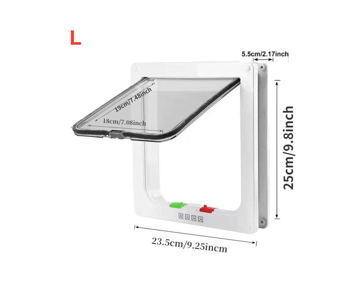 4-Way Large Safe Lockable Cat Door Pet Dog Brushy Flap Scalable Screen Locking   [Size: L 25*23.5*5.5cm]