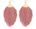 Bohemian Silky Thread Fan Fringe   Earrings Lightweight - Dusty Pink