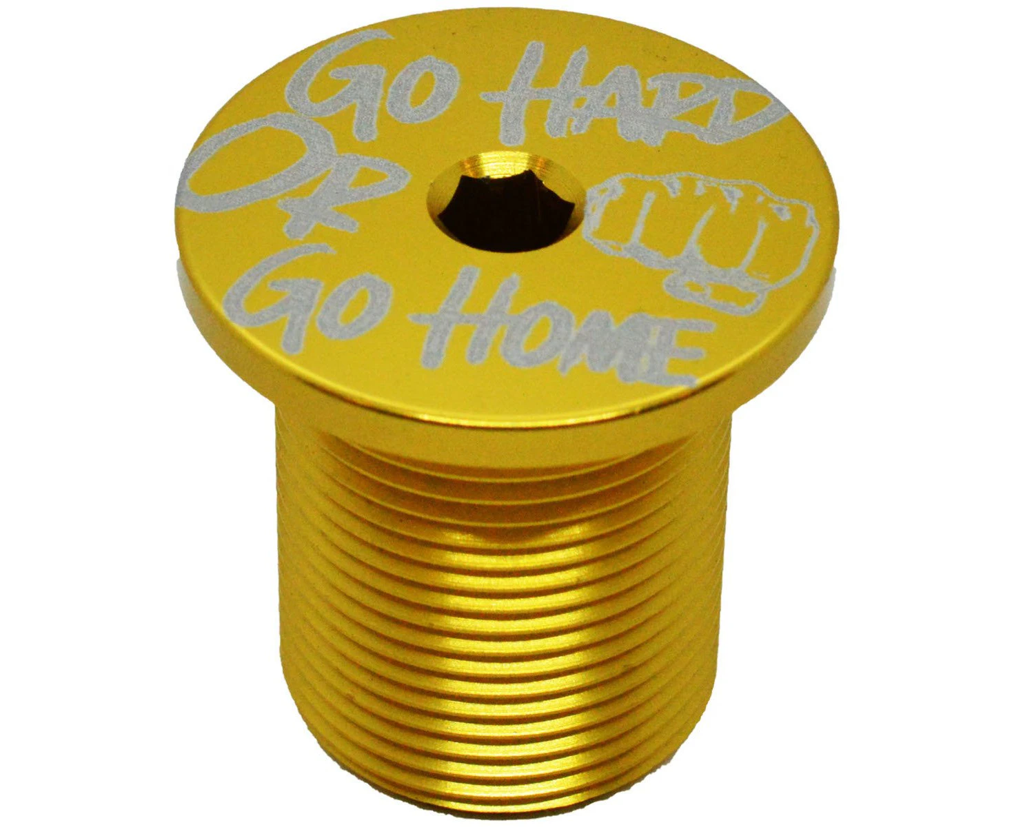 Capped Out Go Hard Or Go Home M24 BMX Stem Cap - Gold