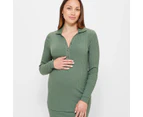 Target Maternity Ribbed Polo Top - Green