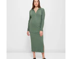 Target Maternity Ribbed Polo Top - Green