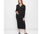 Target Maternity Ribbed Polo Top - Black