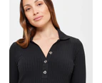 Target Maternity Ribbed Polo Top - Black