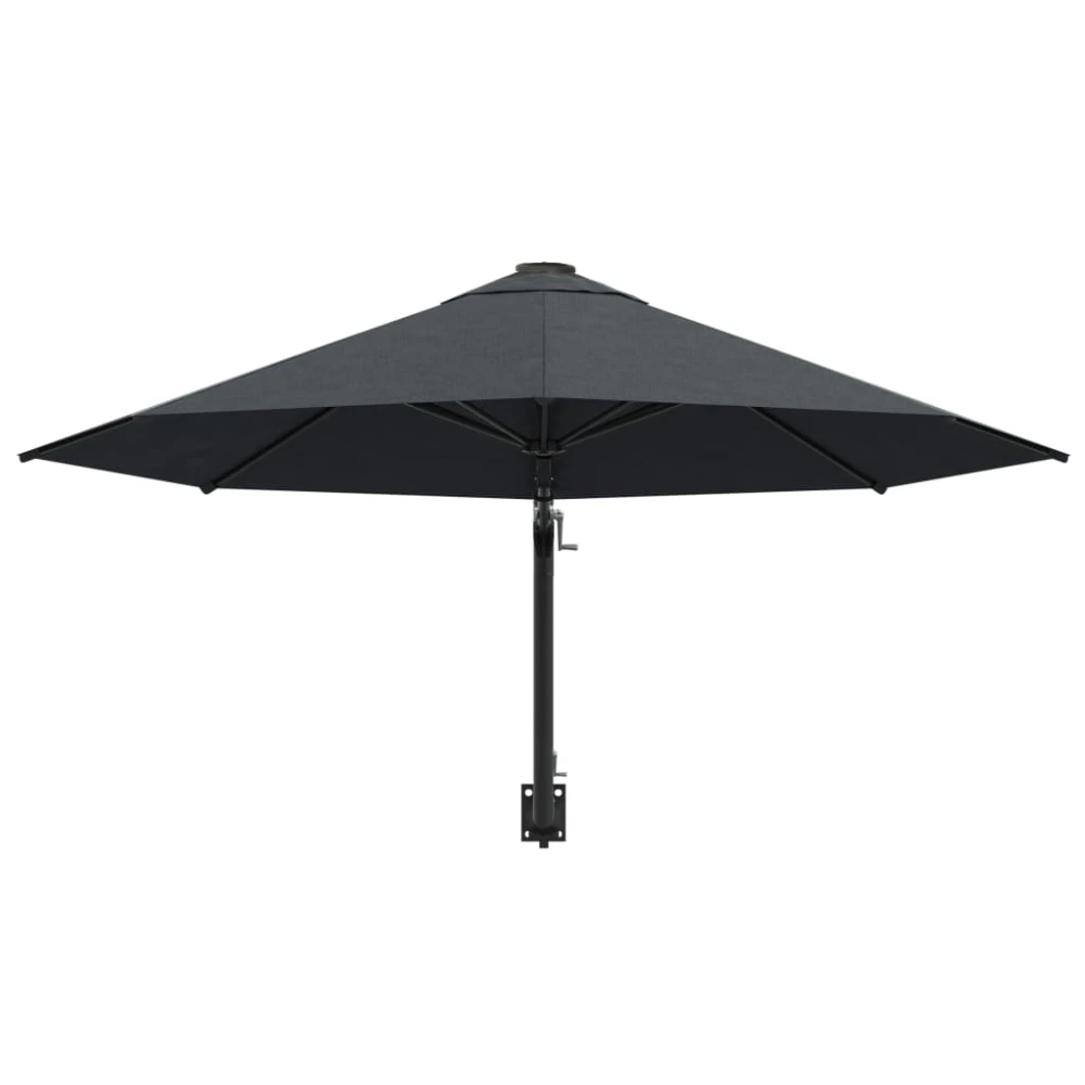 Outdoor Umbrella Wall Mounted Parasol Garden Patio Shade 3m Metal Pole Crank