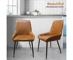 Levede 4x Dining Chairs Kitchen Chair Lounge Padded Seat PU Faux Leather Brown