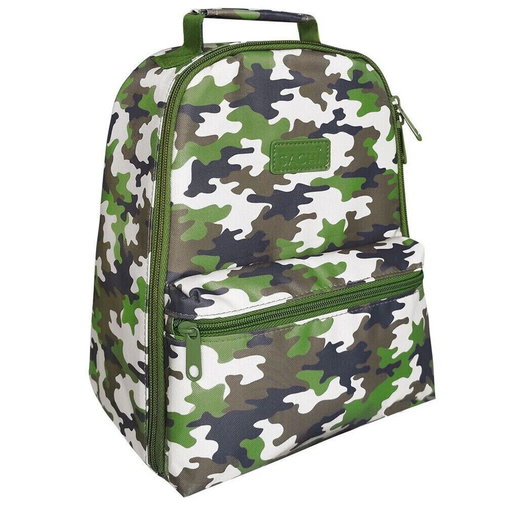 Insulated Backpack Sachi Lunch Bag Carry Case School Picnic Kids - Camo Green