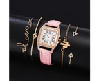 Women Diamond Watch Starry Square Dial Bracelet Watches Set Ladies Leather Band Quartz Wristwatch Female Clock Zegarek Damski