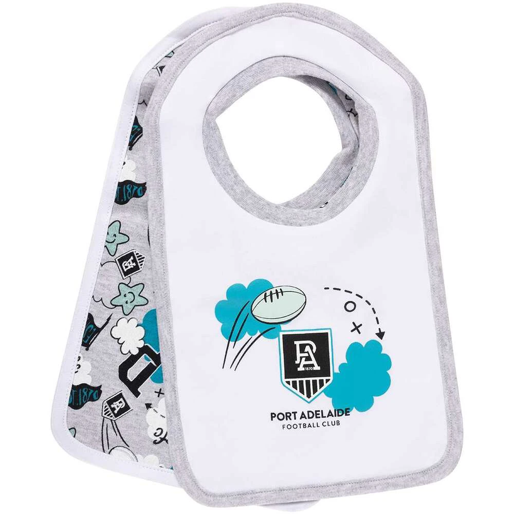 Port Adelaide Power Baby Cloud 2Pk Bibs