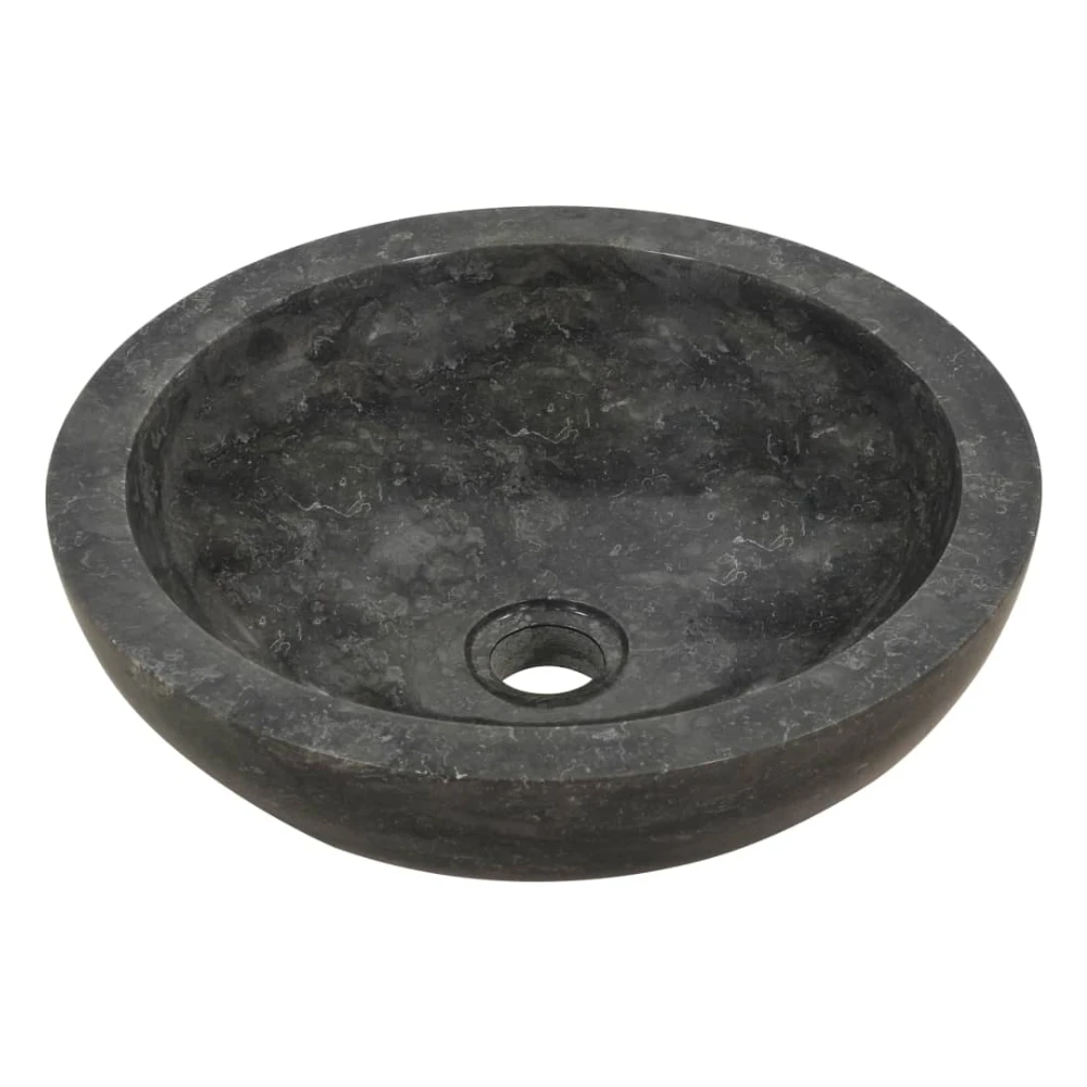 Bathroom Vanity Sink Marble Basin Round Shape Bowl Elegant Wash Basin Black 40x12cm