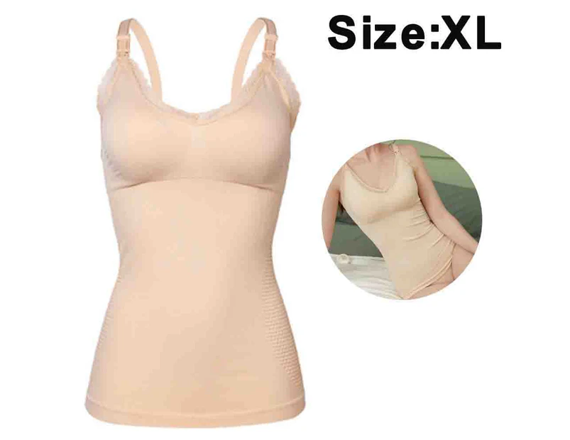 1 pcs Women's Maternity Tops Nursing Cami Tanks with Built in Bra Long - Skin tone