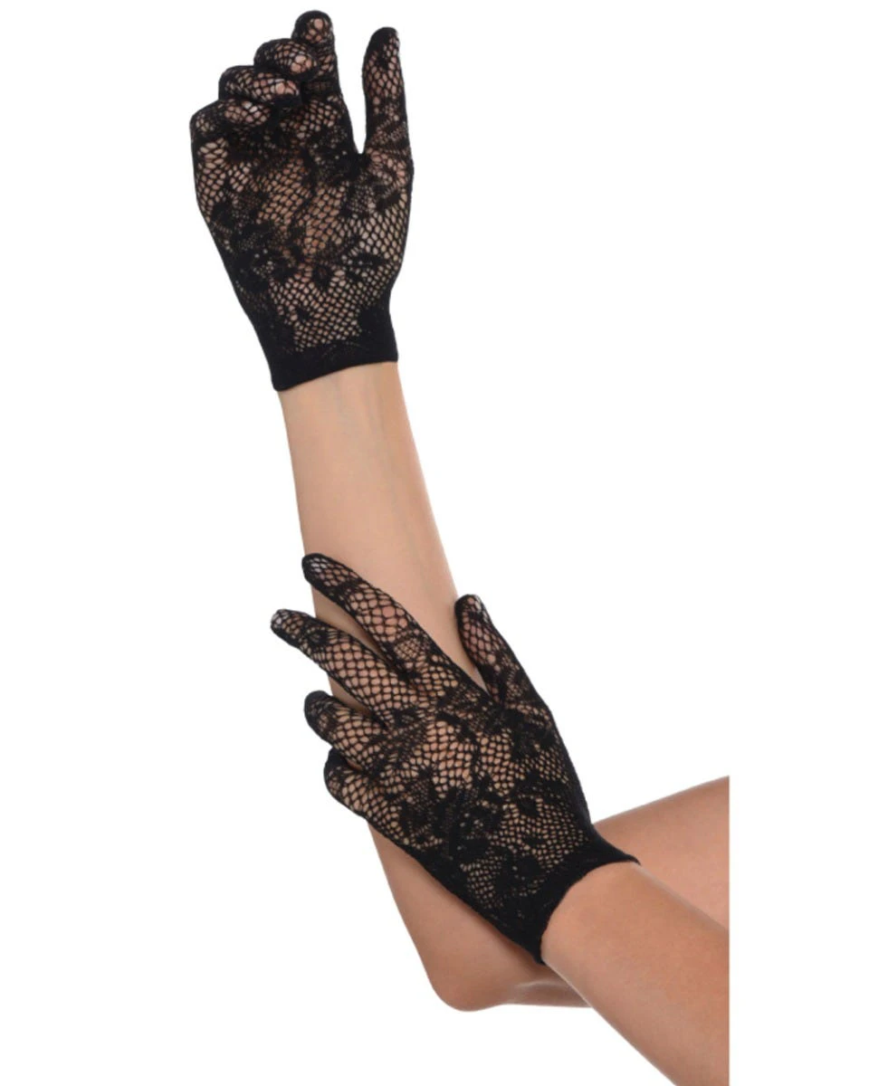 Black Floral Lace Gloves