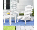 ALFORDSON Adirondack Chair Table 2PCS Set Wooden Outdoor Furniture Beach White