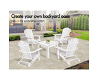 ALFORDSON Adirondack Chair Table 2PCS Set Wooden Outdoor Furniture Beach White