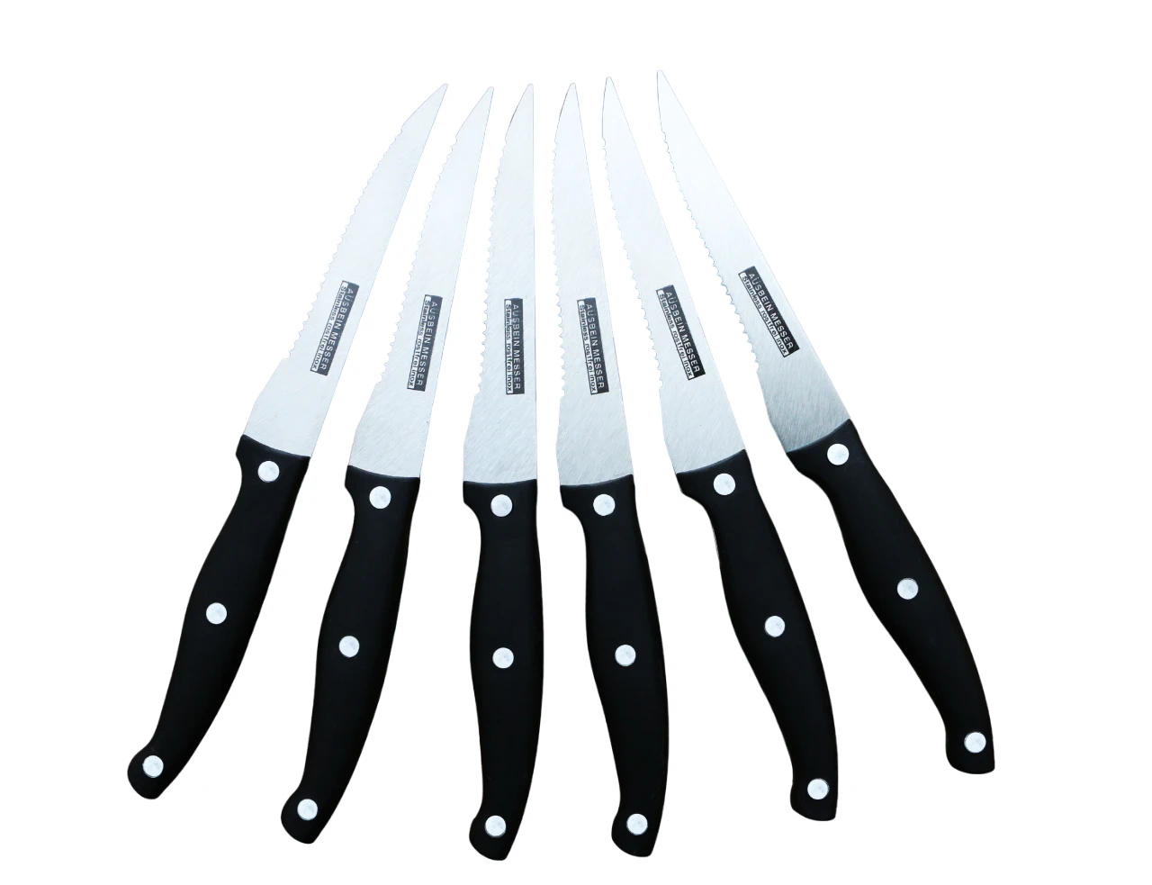 6 Steak Knives Dinner Set Stainless Steel Sharp Serrated Dishwasher Safe Knife