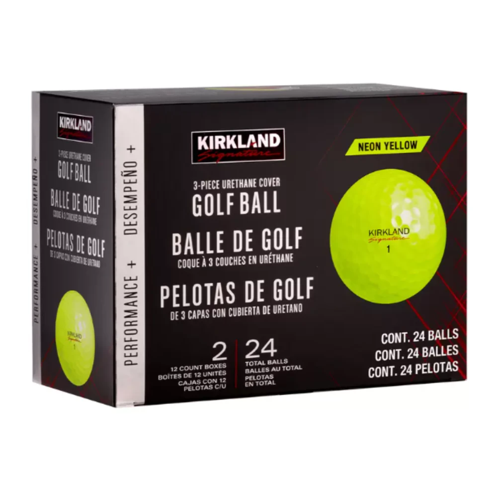 24 Kirkland Performance Golf Balls USGA Approved Yellow 338 Dimple Soft Speed Ball