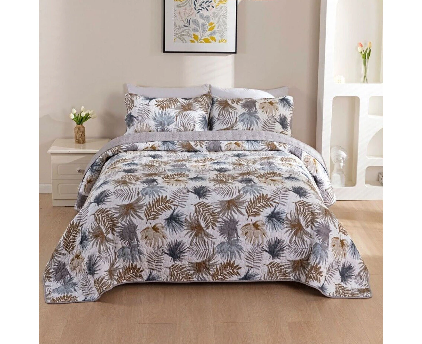 100% Cotton Lightly Quilted Coverlet Set Alexis Queen 230 x 250 cm