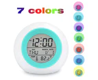 Student Digital Clock,7 Colors Changing Light Bedside Clock,Blue