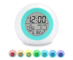 Student Digital Clock,7 Colors Changing Light Bedside Clock,Blue