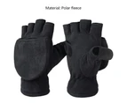 Ice Fishing Gloves Windproof Elastic Wristband Fleece Winter Ice Fishing Convertible Fingerless Gloves Mittens for Cycling Running Photography