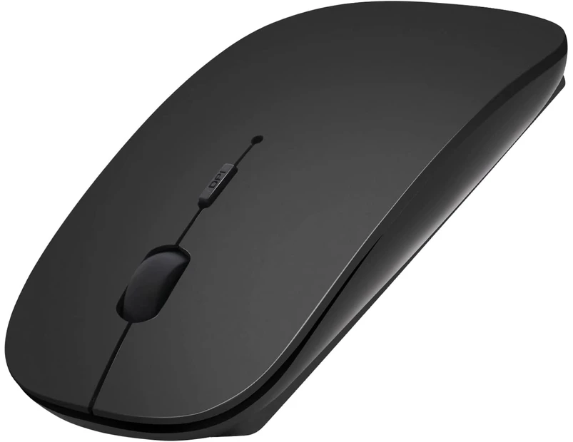 Bluetooth Mouse for Laptop/iPad/iPhone/Mac(iOS 13.1.2 and Above)/Android PC,Wireless Mouse Slim USB Rechargable Quiet Mice Compatible - Black