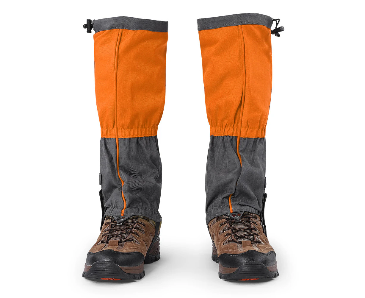 1 Pair Outdoor Waterproof Sports Climbing Hiking Legging Gaiters Shoe Boots Cover Orange