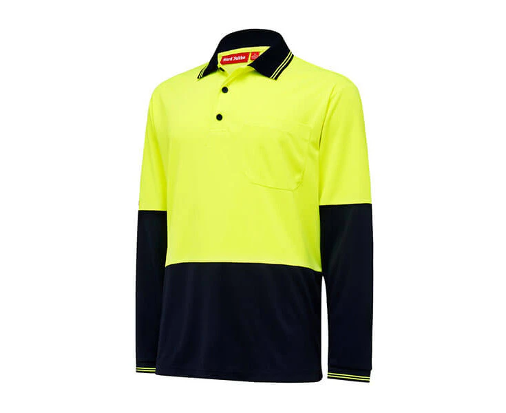 Hard Yakka Hi Vis 2 Tone LSl Micro Mesh Polo(Y19610) - Yellow/Navy