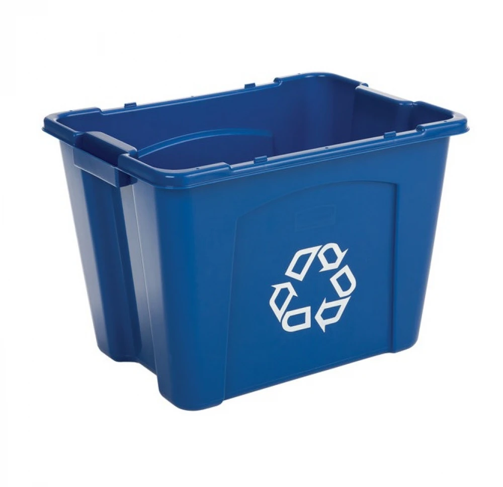 Rubbermaid Deskside Box 53L With Recycling Symbol - Blue