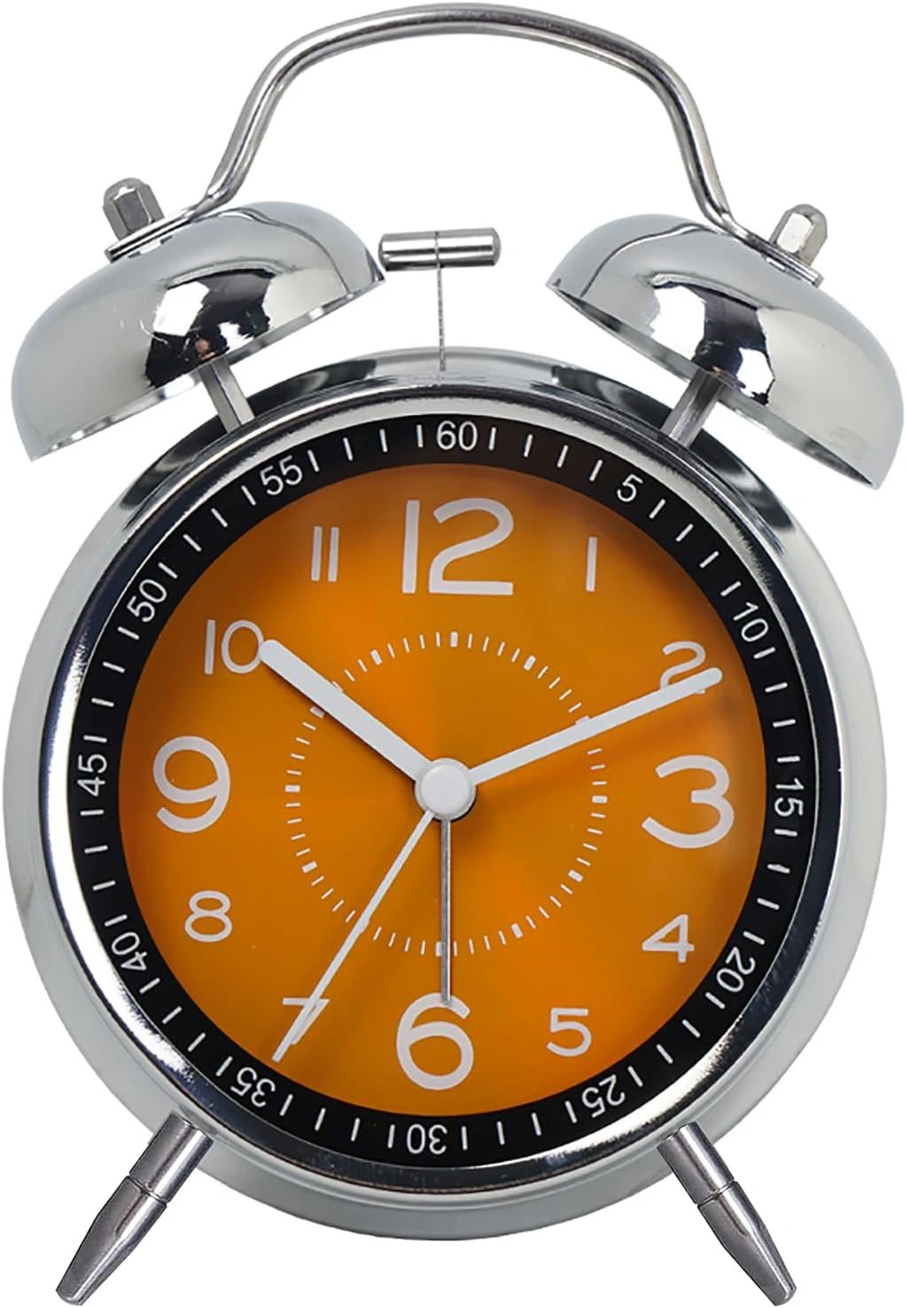 Analog Alarm Clock,Loud Alarm Clock for Heavy Sleepers Bedrooms,Super Silent Non-Ticking Twin Bell Alarm Clock,Bedside Louder Bell for All Ages - Orange