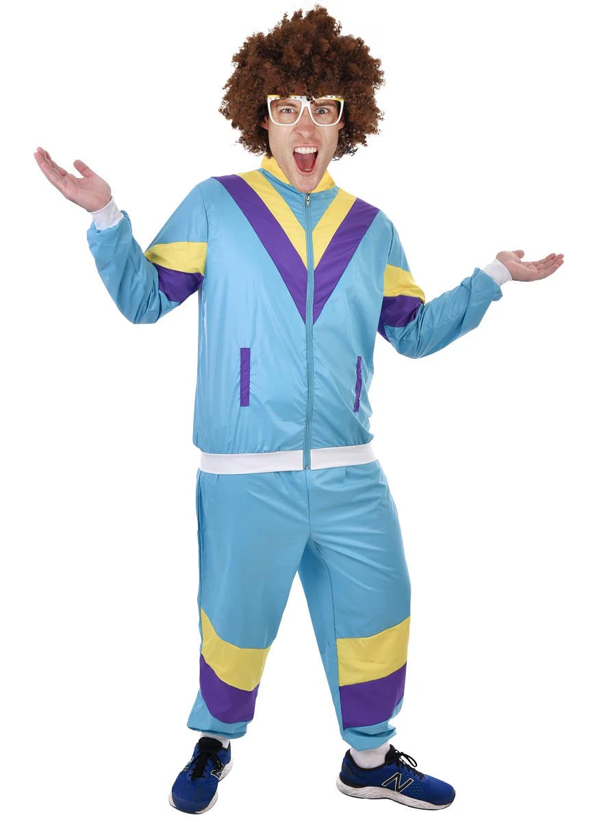 80s Style Tracksuit Men's Fancy Dress Costume Mens